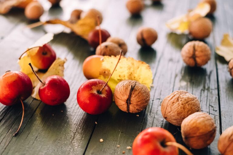 fall leaves and apples