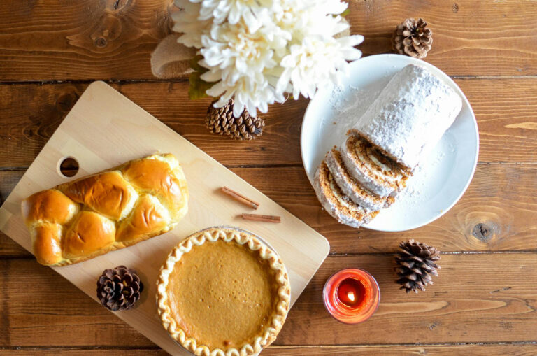 fall seasonal pies, bread, and desserts